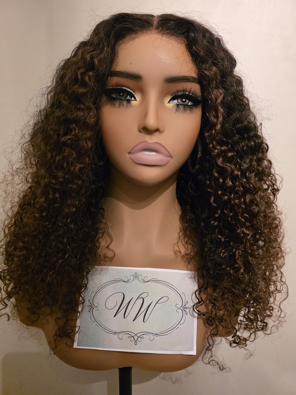 Natural Curly Human Hair Wig - Brown Ombre